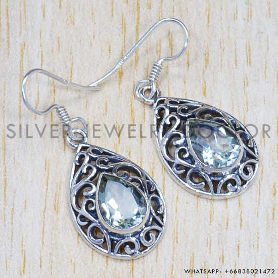Blue Topaz 925 Sterling Silver Earrings (SJWE-479) Blue Topaz 925 Sterling Silver Earrings (SJWE-479)