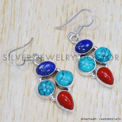 Turquoise 925 Sterling Silver Earrings (SJWE-482) Turquoise 925 Sterling Silver Earrings (SJWE-482)