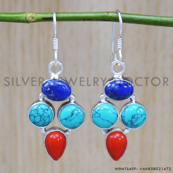 Turquoise 925 Sterling Silver Earrings (SJWE-482)