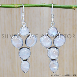Rainbow Moonstone 925 Sterling Silver Earrings (SJWE-483)