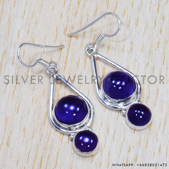 Amethyst 925 Sterling Silver Earrings (SJWE-484) Amethyst 925 Sterling Silver Earrings (SJWE-484)