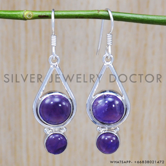 Amethyst 925 Sterling Silver Earrings (SJWE-484) Amethyst 925 Sterling Silver Earrings (SJWE-484)