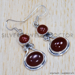 Carnelian 925 Sterling Silver Earrings (SJWE-485)