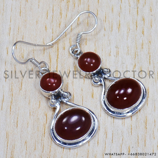 Carnelian 925 Sterling Silver Earrings (SJWE-485) Carnelian 925 Sterling Silver Earrings (SJWE-485)