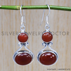 Carnelian 925 Sterling Silver Earrings (SJWE-485)