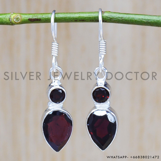 Garnet 925 Sterling Silver Earrings (SJWE-493) Garnet 925 Sterling Silver Earrings (SJWE-493)