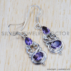 Amethyst 925 Sterling Silver Earrings (SJWE-494)