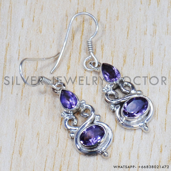 Amethyst 925 Sterling Silver Earrings (SJWE-494) Amethyst 925 Sterling Silver Earrings (SJWE-494)