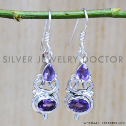 Amethyst 925 Sterling Silver Earrings (SJWE-494)