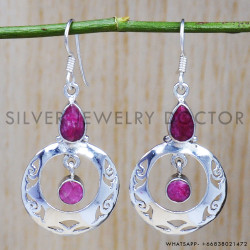 Ruby 925 Sterling Silver Earrings (SJWE-497)