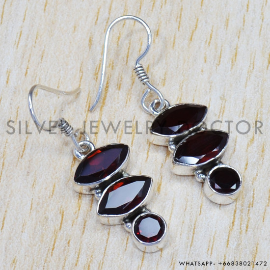 Garnet 925 Sterling Silver Earrings (SJWE-499) Garnet 925 Sterling Silver Earrings (SJWE-499)