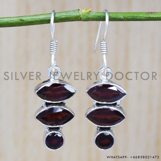 Garnet 925 Sterling Silver Earrings (SJWE-499) Garnet 925 Sterling Silver Earrings (SJWE-499)