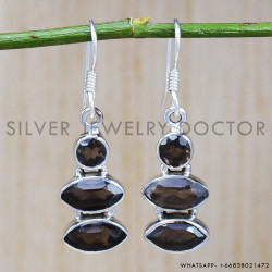Smoky Quartz 925 Sterling Silver Earrings (SJWE-500)