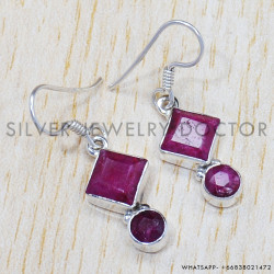 Ruby 925 Sterling Silver Earrings (SJWE-501) Ruby 925 Sterling Silver Earrings (SJWE-501)