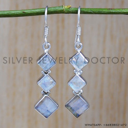 Rainbow Moonstone 925 Sterling Silver Earrings (SJWE-502)