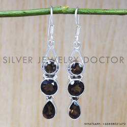 Smoky Quartz 925 Sterling Silver Earrings (SJWE-503)