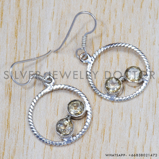 Citrine 925 Sterling Silver Earrings (SJWE-504) Citrine 925 Sterling Silver Earrings (SJWE-504)