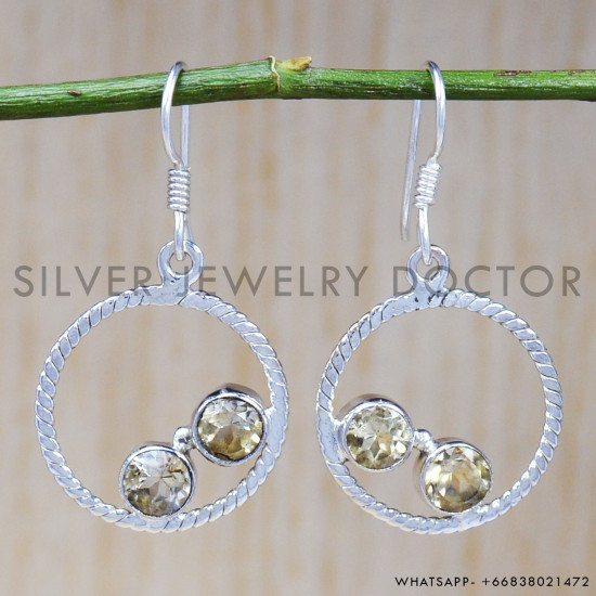 Citrine 925 Sterling Silver Earrings (SJWE-504) Citrine 925 Sterling Silver Earrings (SJWE-504)
