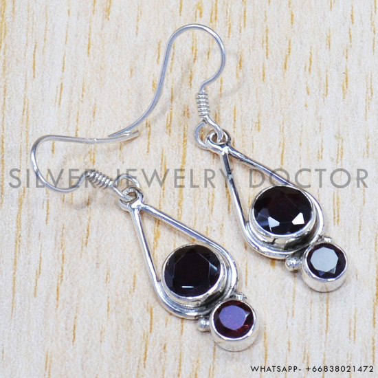 Garnet 925 Sterling Silver Earrings (SJWE-506) Garnet 925 Sterling Silver Earrings (SJWE-506)