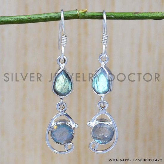 Labradorite 925 Sterling Silver Earrings (SJWE-507) Labradorite 925 Sterling Silver Earrings (SJWE-507)