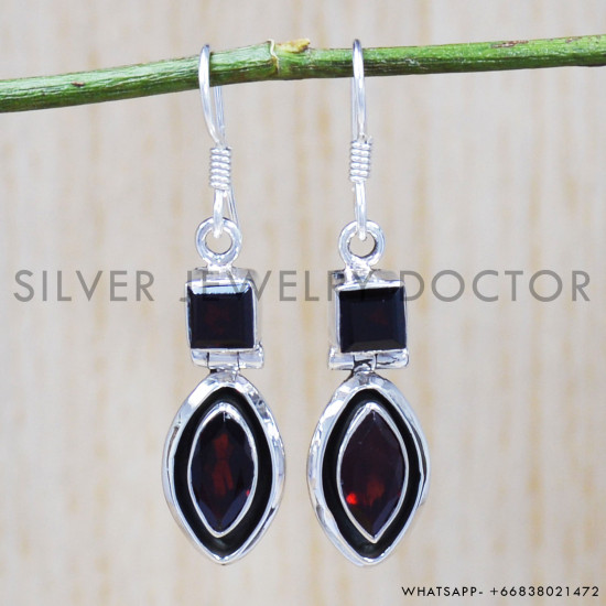 Garnet 925 Sterling Silver Earrings (SJWE-509) Garnet 925 Sterling Silver Earrings (SJWE-509)