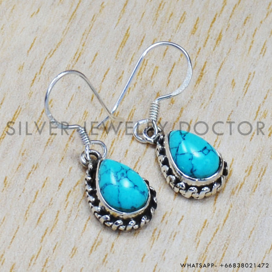 Turquoise 925 Sterling Silver Earrings (SJWE-513)