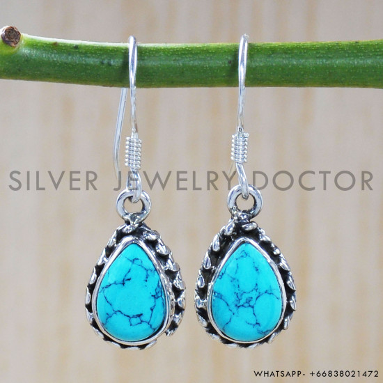 Turquoise 925 Sterling Silver Earrings (SJWE-513)