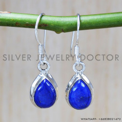 Lapis Lazuli 925 Sterling Silver Earrings (SJWE-514)