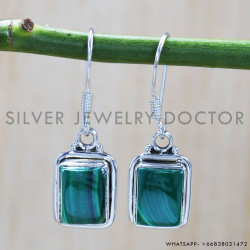 Malachite 925 Sterling Silver Earrings (SJWE-516)