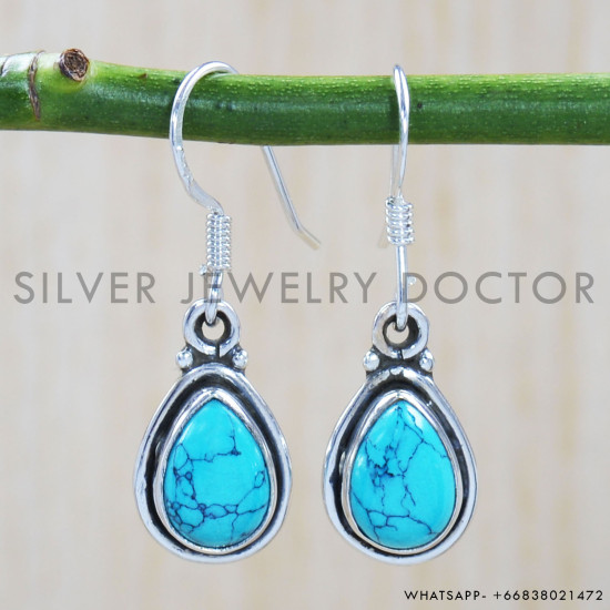 Turquoise 925 Sterling Silver Earrings (SJWE-518)