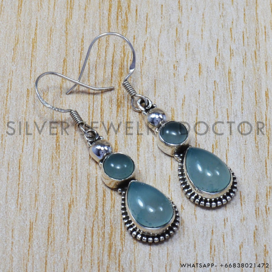 Chalcedony 925 Sterling Silver Earrings (SJWE-52) Chalcedony 925 Sterling Silver Earrings (SJWE-52)