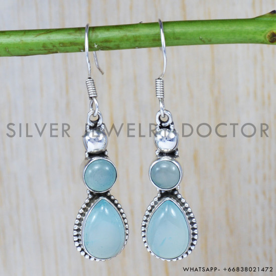 Chalcedony 925 Sterling Silver Earrings (SJWE-52) Chalcedony 925 Sterling Silver Earrings (SJWE-52)