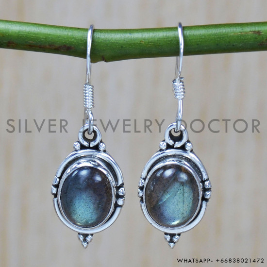 Labradorite 925 Sterling Silver Earrings (SJWE-522)