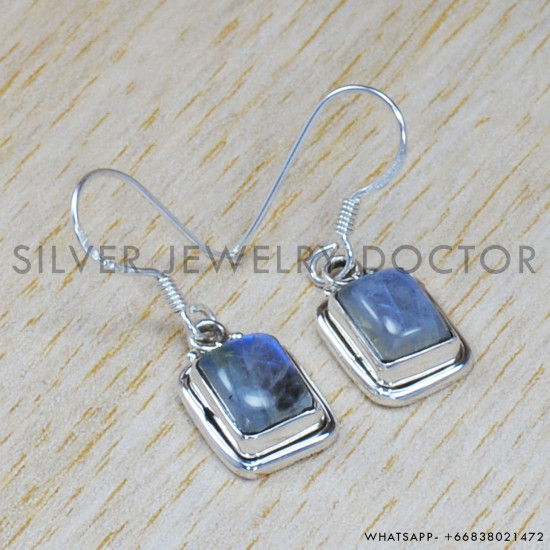 Rainbow Moonstone 925 Sterling Silver Earrings (SJWE-525)