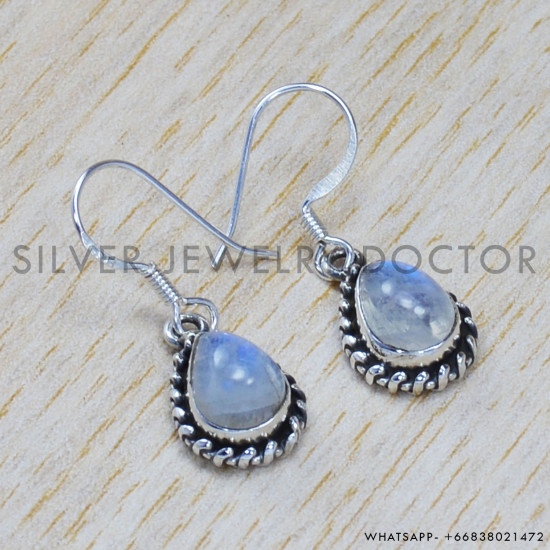 Rainbow Moonstone 925 Sterling Silver Earrings (SJWE-528)