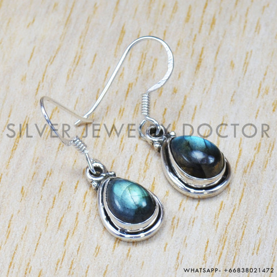 Labradorite 925 Sterling Silver Earrings (SJWE-531)