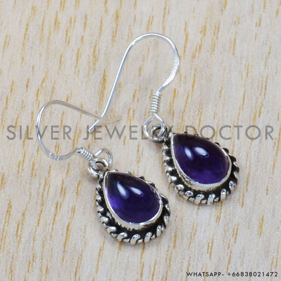 Amethyst 925 Sterling Silver Earrings (SJWE-534)