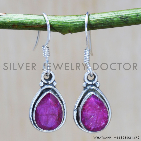 Ruby 925 Sterling Silver Earrings (SJWE-539)