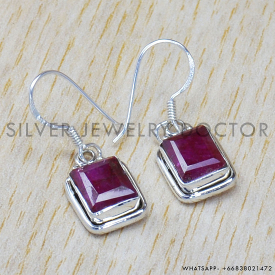 Ruby 925 Sterling Silver Earrings (SJWE-541)