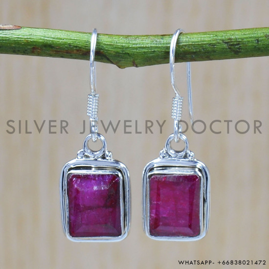 Ruby 925 Sterling Silver Earrings (SJWE-541)