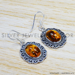 Amber 925 Sterling Silver Earrings (SJWE-544)