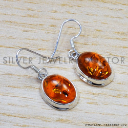 Amber 925 Sterling Silver Earrings (SJWE-549)
