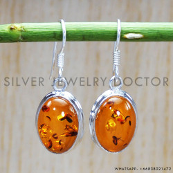 Amber 925 Sterling Silver Earrings (SJWE-549)