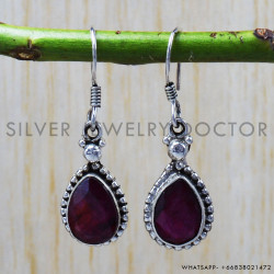 Ruby 925 Sterling Silver Earrings (SJWE-55)