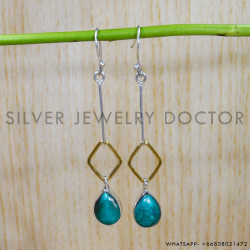 Turquoise 925 Sterling Silver Earrings (SJWE-556)