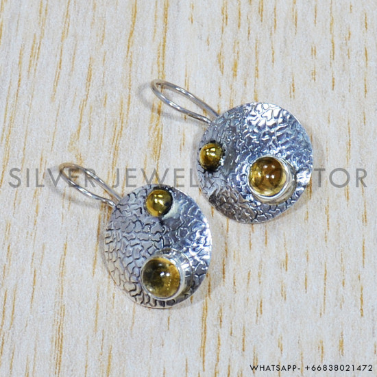 Citrine 925 Sterling Silver Earrings (SJWE-558)