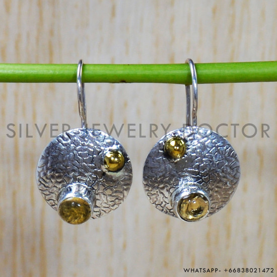 Citrine 925 Sterling Silver Earrings (SJWE-558)