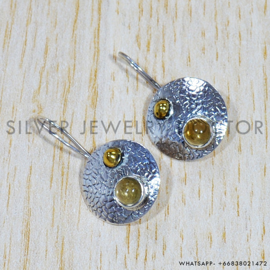 Citrine 925 Sterling Silver Earrings (SJWE-559)