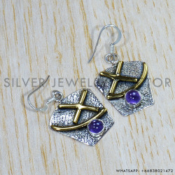 Amethyst 925 Sterling Silver Earrings (SJWE-561)