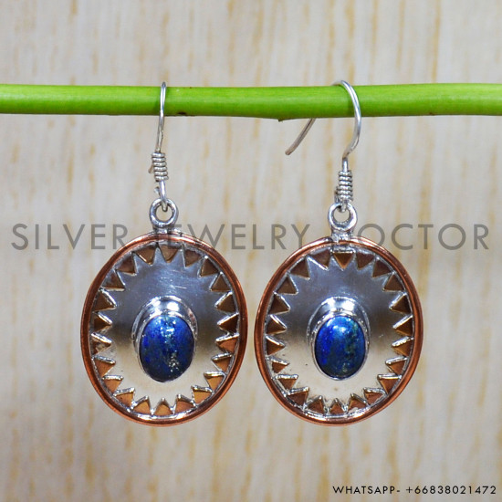 Lapis Lazuli 925 Sterling Silver Earrings (SJWE-562)
